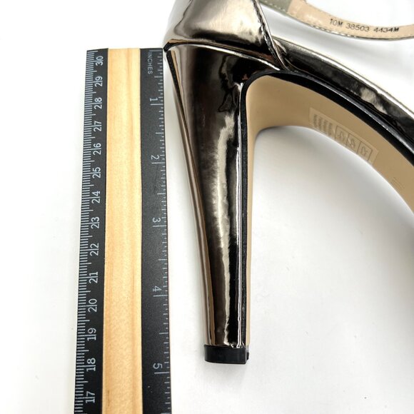 Touch Ups Womens 10M Metallic Silver Pewter Platform Dress Sandals Heels Shoes - Picture 14 of 16